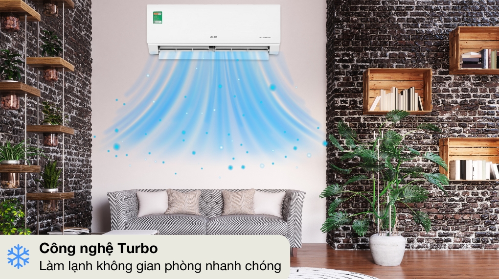 Máy lạnh AUX Inverter 12000 BTU 12100 BTU tối ưu cho phòng 15-20m2 công nghệ Turbo