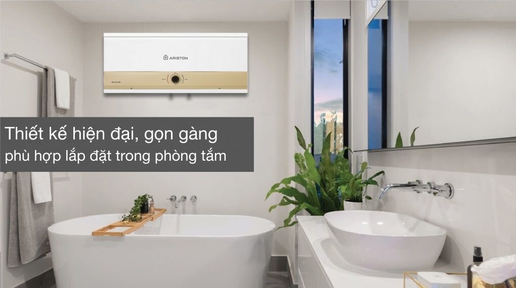 Máy nước nóng gián tiếp bình nóng lạnh Ariston 30L 3000W SLIM3 30 RS MT 3KW ngang công nghệ bình chứa Titan Shield Máy nước nóng gián tiếp bình nóng lạnh Ariston 30L 3000W SLIM3 30 RS MT 3KW ngang công nghệ bình chứa Titan Shield