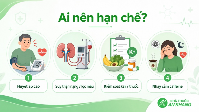 Người bệnh thận kèm huyết áp cao, suy thận nặng, đang lọc máu hoặc nhạy cảm với caffeine nên hạn chế cà phê
