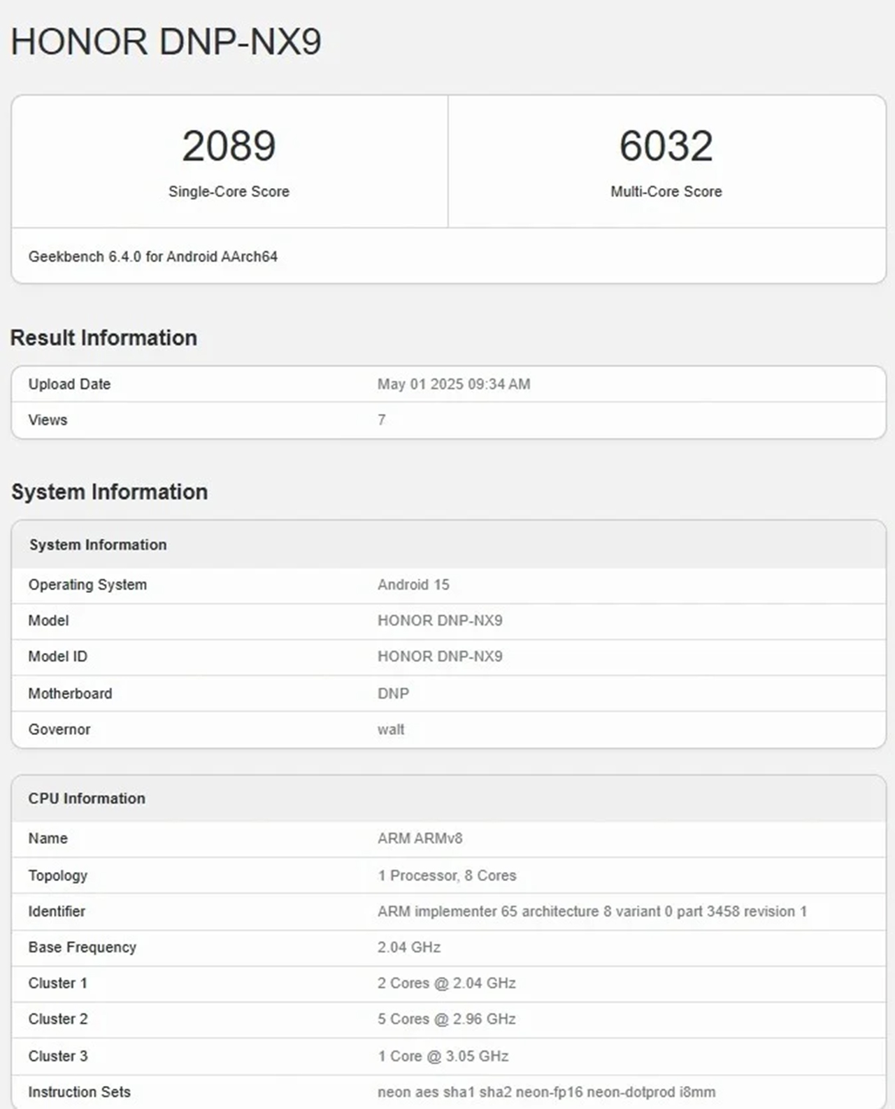 Điểm chuẩn Geekbench của HONOR 400 Pro bị rò rỉ. Điểm chuẩn Geekbench của HONOR 400 Pro bị rò rỉ.
