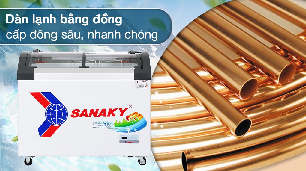 Tủ Đông Sanaky 280 lít VH-3899KB dàn lạnh ống đồng nguyên chất hỗ trợ cấp đông thực phẩm âm sâu