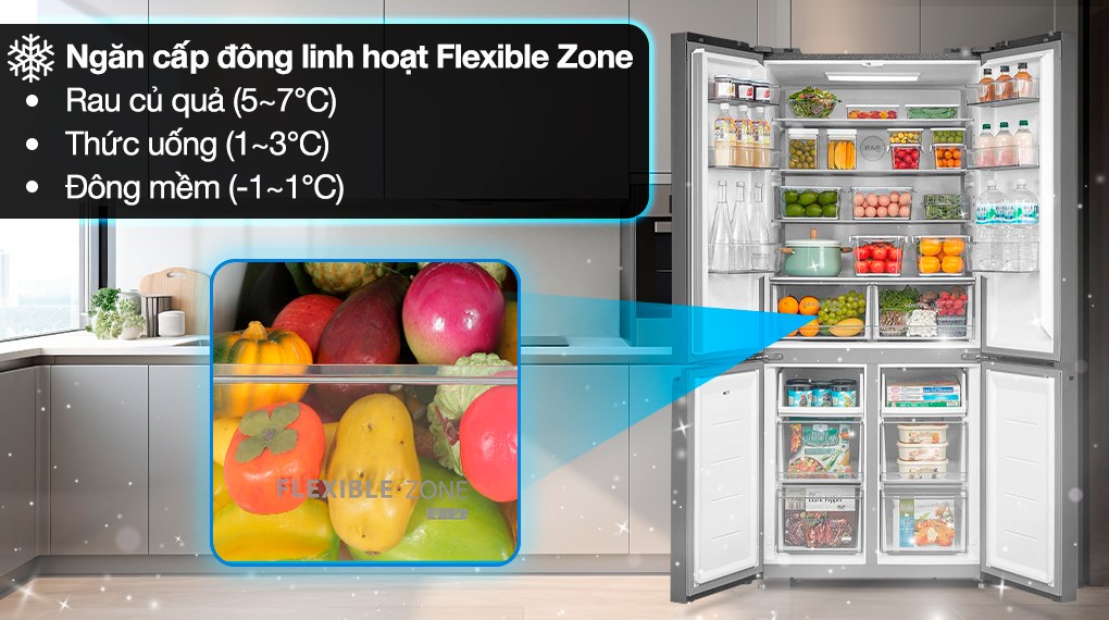 Tủ lạnh Toshiba Inverter 515 lít Multi Door GR-RF677WI-PGV(22)-XK 4 cánh tích hợp ngăn đông mềm Ultra Fresh