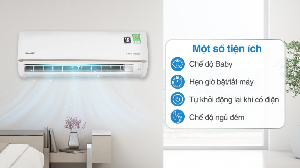 Máy lạnh Sharp 12000 BTU AH-X13CEWC công suất 12000 BTU chế độ ngủ đêm Best Sleep