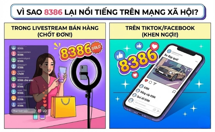 8386 được lan truyền rất mạnh mẽ trên mạng xã hội vì ý nghĩa may mắn, khen ngợi 8386 được lan truyền rất mạnh mẽ trên mạng xã hội vì ý nghĩa may mắn, khen ngợi