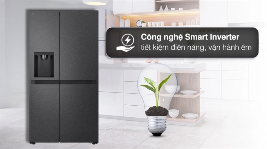 Tủ lạnh LG Inverter 641 lít Side By Side LSI63BLMA công nghệ LINEARCooling và Smart inverter tiết kiệm điện