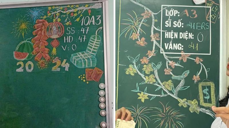 Vẽ bảng trang trí Tết đẹp