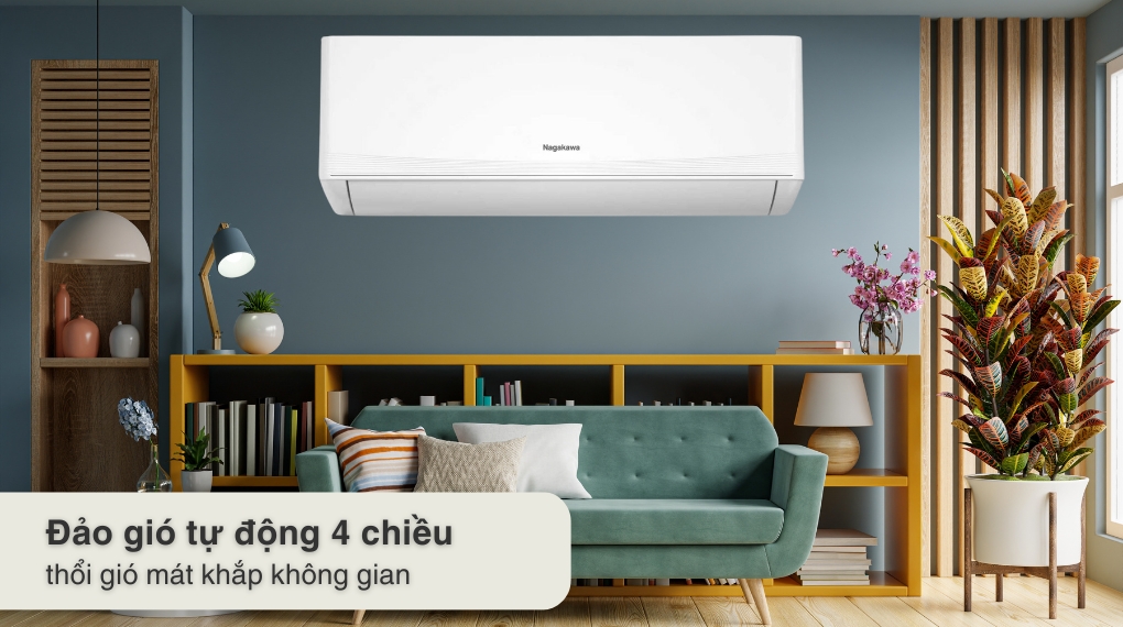 Máy lạnh treo tường Nagakawa 24000 BTU NIS-C24R2T62 cơ chế đảo gió 4 chiều tự động