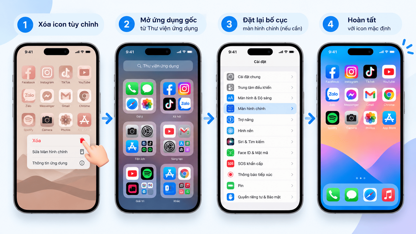 C&aacute;ch kh&ocirc;i phục về icon mặc định tr&ecirc;n iPhone