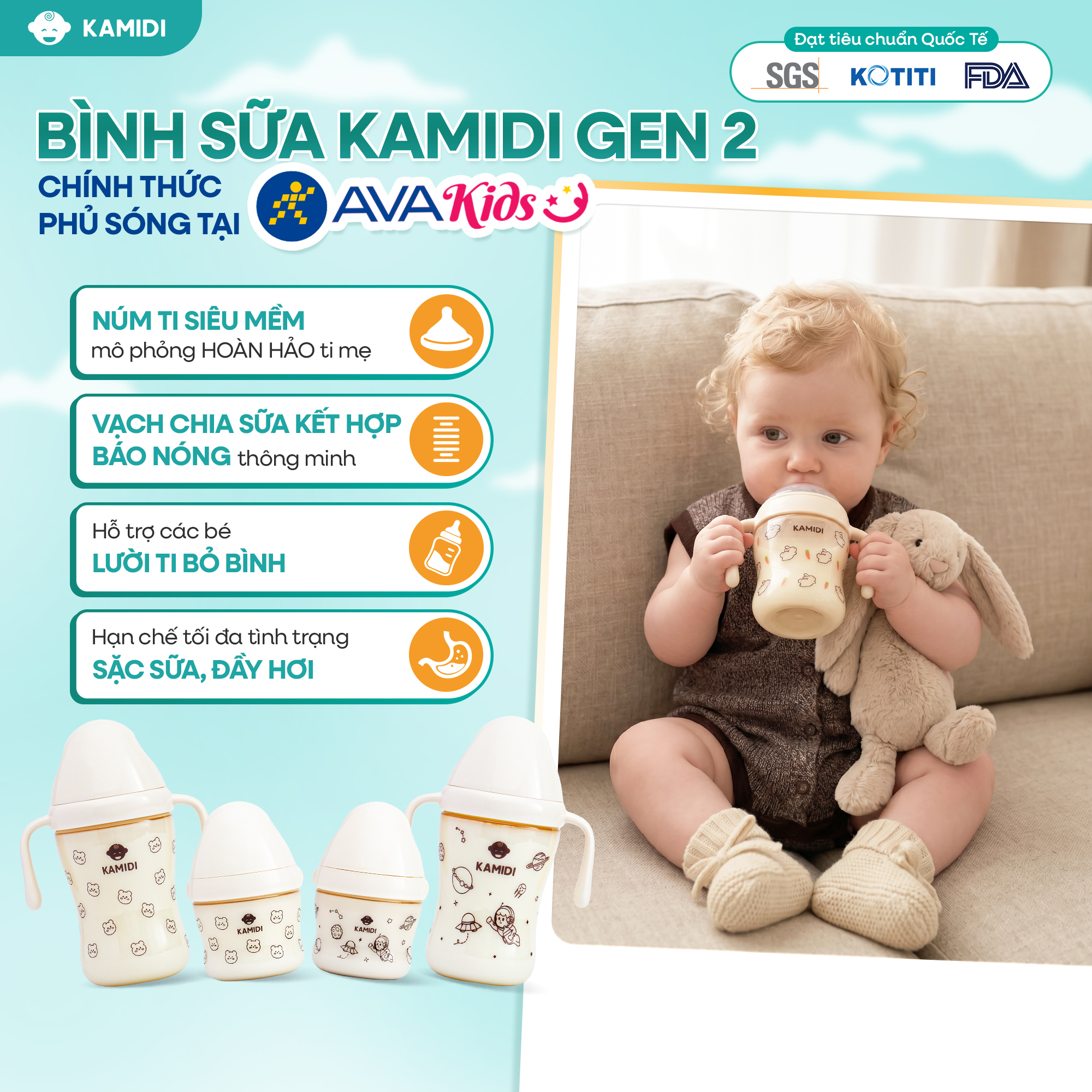 Bình sữa Kamidi Gen 2 đã lên kệ AVAKids Bình sữa Kamidi Gen 2 đã lên kệ AVAKids