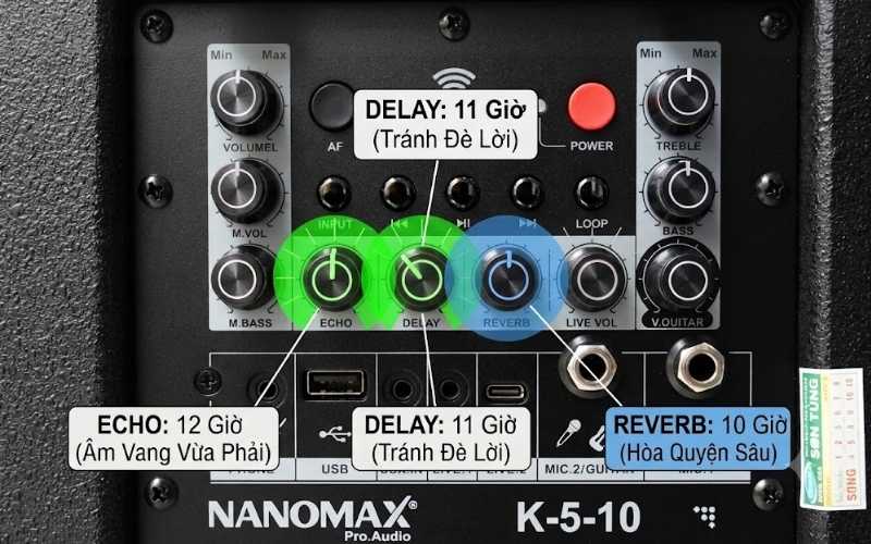 Tăng nút REVERB lên vị trí 10 giờ Tăng nút REVERB lên vị trí 10 giờ