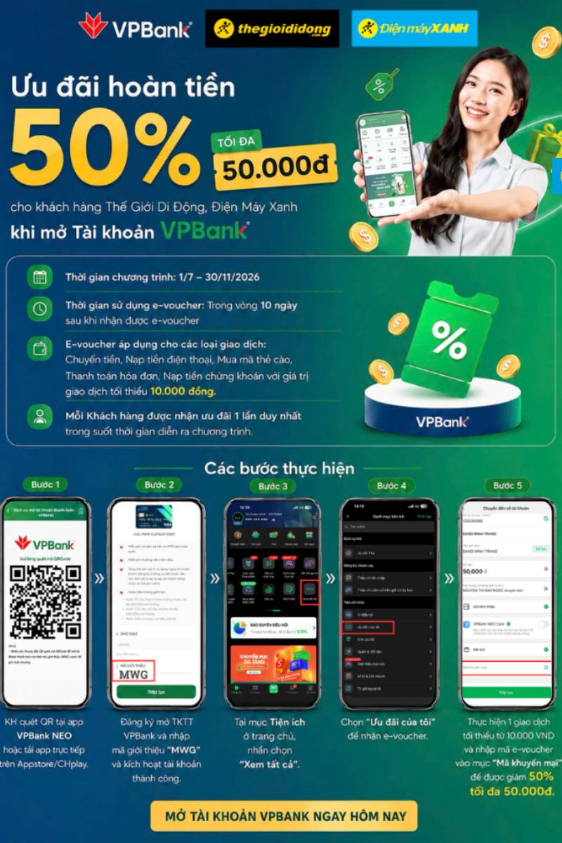 Khách hàng mở mới tài khoản VPBank NEO và thực hiện giao dịch ít nhất 20k Khách hàng mở mới tài khoản VPBank NEO và thực hiện giao dịch ít nhất 20k