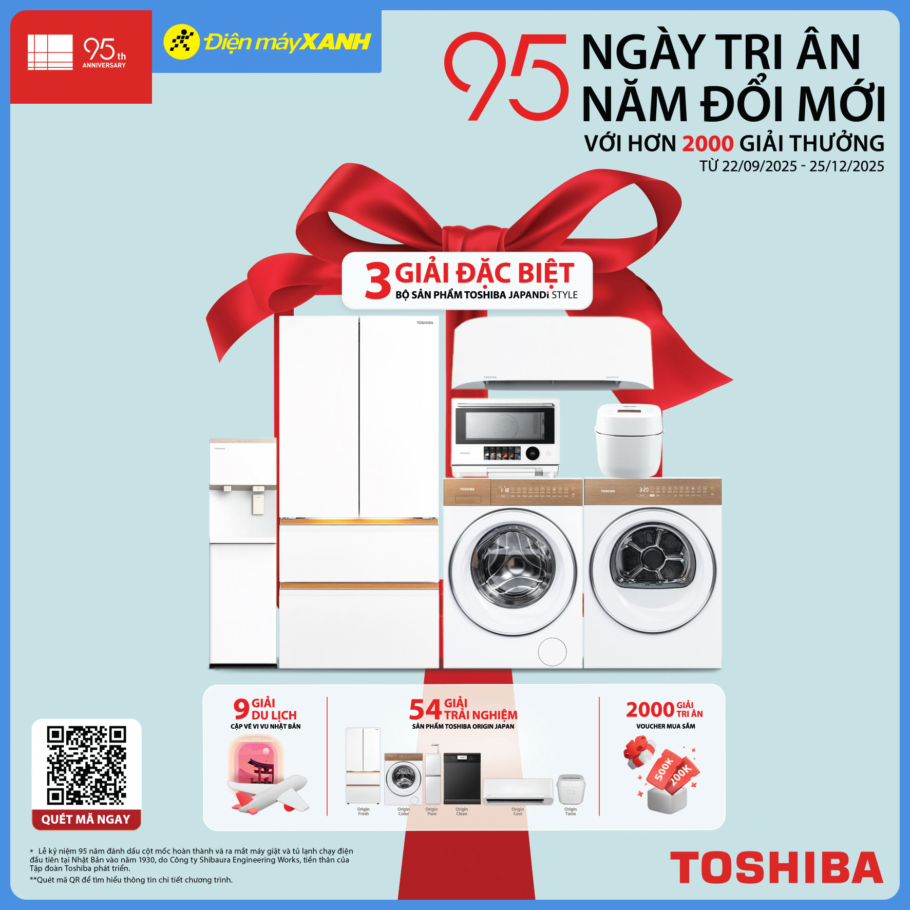 Ch&uacute;c mừng kh&aacute;ch h&agrave;ng tr&uacute;ng giải Đặc Biệt 185 triệu đồng khi mua m&aacute;y nước n&oacute;ng Toshiba tại Điện m&aacute;y XANH