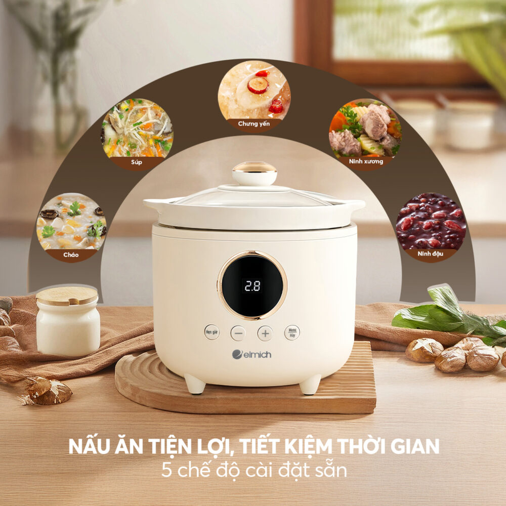 Chọn nồi nấu chậm theo nhu cầu: nấu cháo, chưng yến chọn nồi nhỏ; hầm xương, kho cá chọn nồi lớn