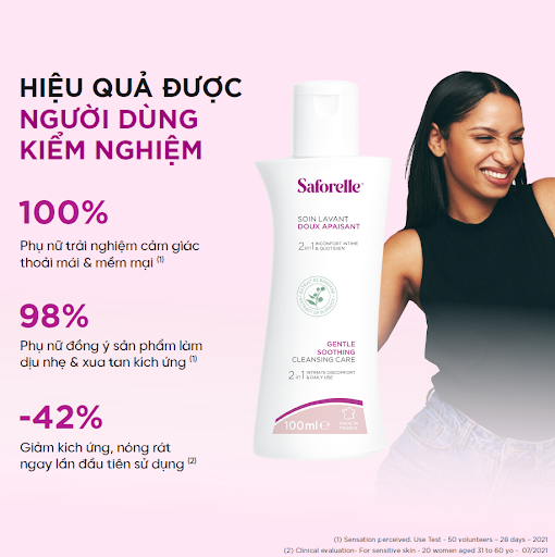 Saforelle – làm sạch dịu nhẹ, hướng đến sự dễ chịu và tôn trọng cân bằng tự nhiên của nàng mỗi ngày