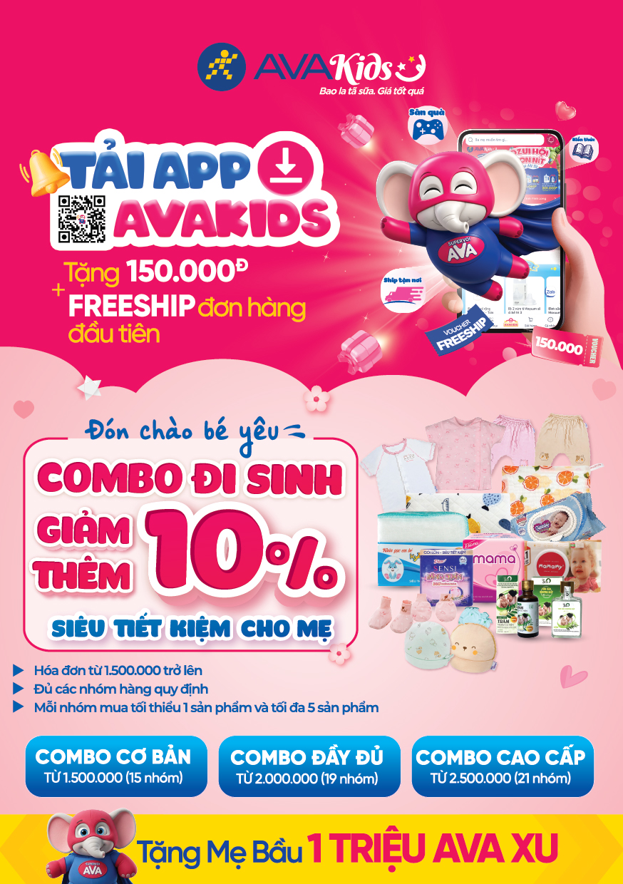 Combo đi sinh giảm thêm 10% chỉ có tại AVAKids Combo đi sinh giảm thêm 10% chỉ có tại AVAKids