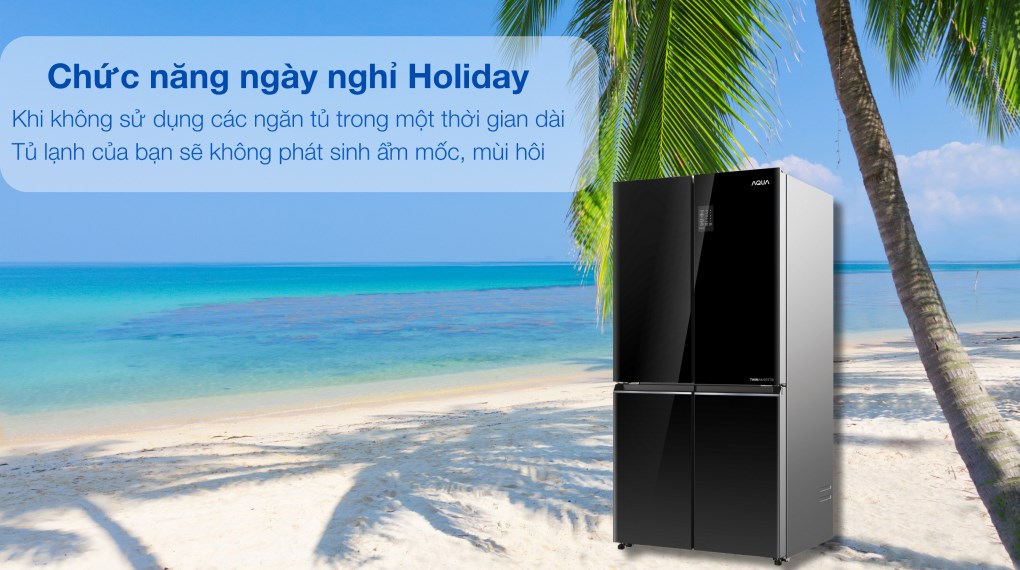 Tủ lạnh Aqua Multi Door 469 lít AQR-M536XA(WGB) mặt kính đen công nghệ Twin Inverter