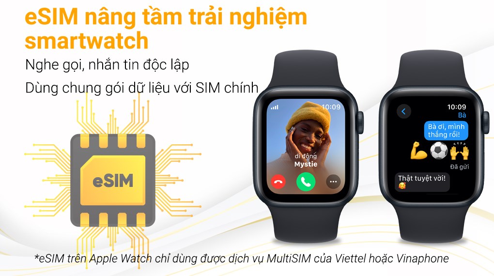 Apple Watch SE 2 GPS + Cellular 40mm viền nhôm dây thể thao cho phép bạn nghe gọi, nhắn tin và truy cập dữ liệu di động tiện lợi