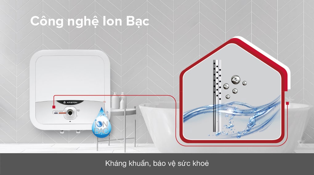 Máy nước nóng gián tiếp Ariston 30 lít AN2 30 RS thiết kế vuông tích hợp công nghệ Ion Bạc Máy nước nóng gián tiếp Ariston 30 lít AN2 30 RS thiết kế vuông tích hợp công nghệ Ion Bạc