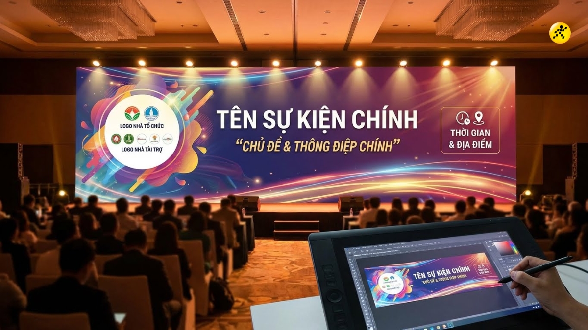 Backdrop (ph&ocirc;ng nền sự kiện) l&agrave; tấm ph&ocirc;ng lớn d&ugrave;ng l&agrave;m nền