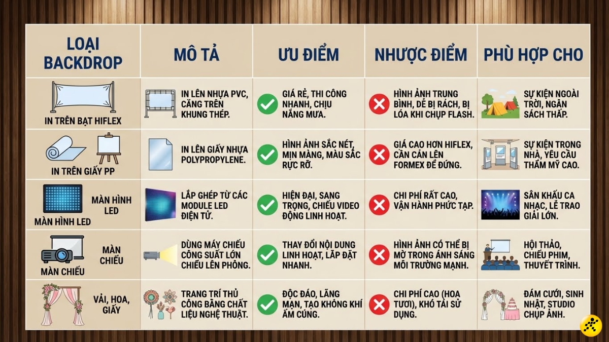 C&aacute;c loại backdrop phổ biến hiện nay