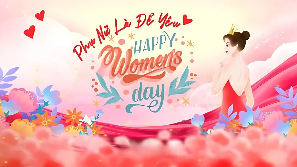 Mẫu background 8/3 dễ thương 3 Mẫu background 8/3 dễ thương 3