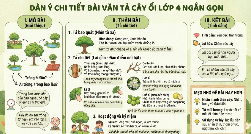 Dàn ý chi tiết bài văn tả cây ổi lớp 4 ngắn gọn
