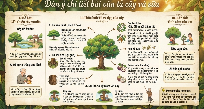 Dàn ý chi tiết bài văn tả cây vú sữa lớp 4 ngắn gọn