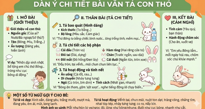 Dàn ý chi tiết bài văn tả con thỏ Dàn ý chi tiết bài văn tả con thỏ