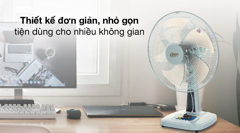Quạt bàn Lifan nhỏ gọn, dễ bố trí trên bàn học hoặc bàn làm việc