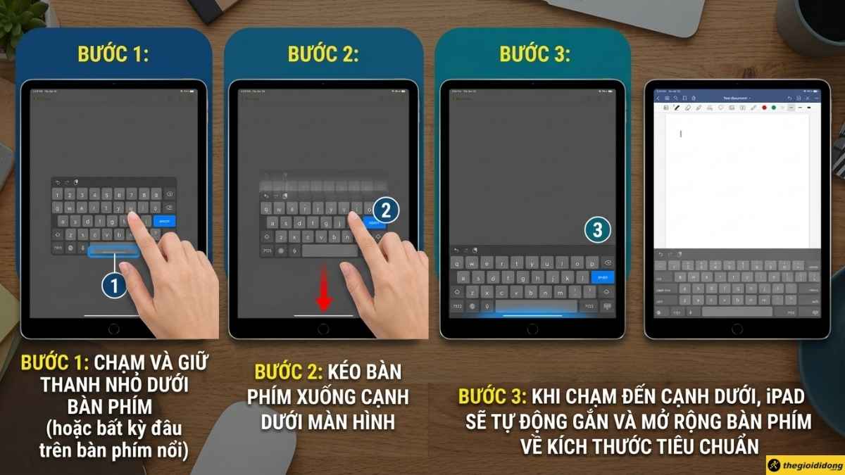 Đưa b&agrave;n ph&iacute;m về ph&iacute;a dưới m&agrave;n h&igrave;nh