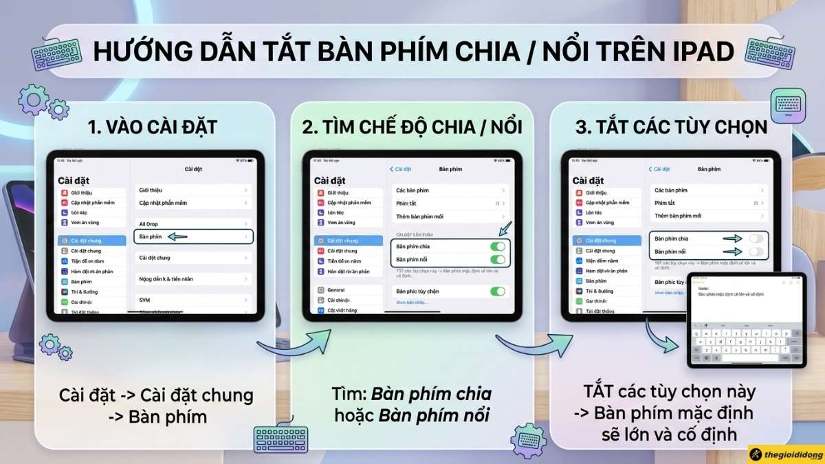 Tắt chế độ b&agrave;n ph&iacute;m nổi / chia đ&ocirc;i (Split)