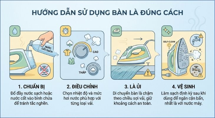 Cách sử dụng bàn ủi hơi nước hiệu quả