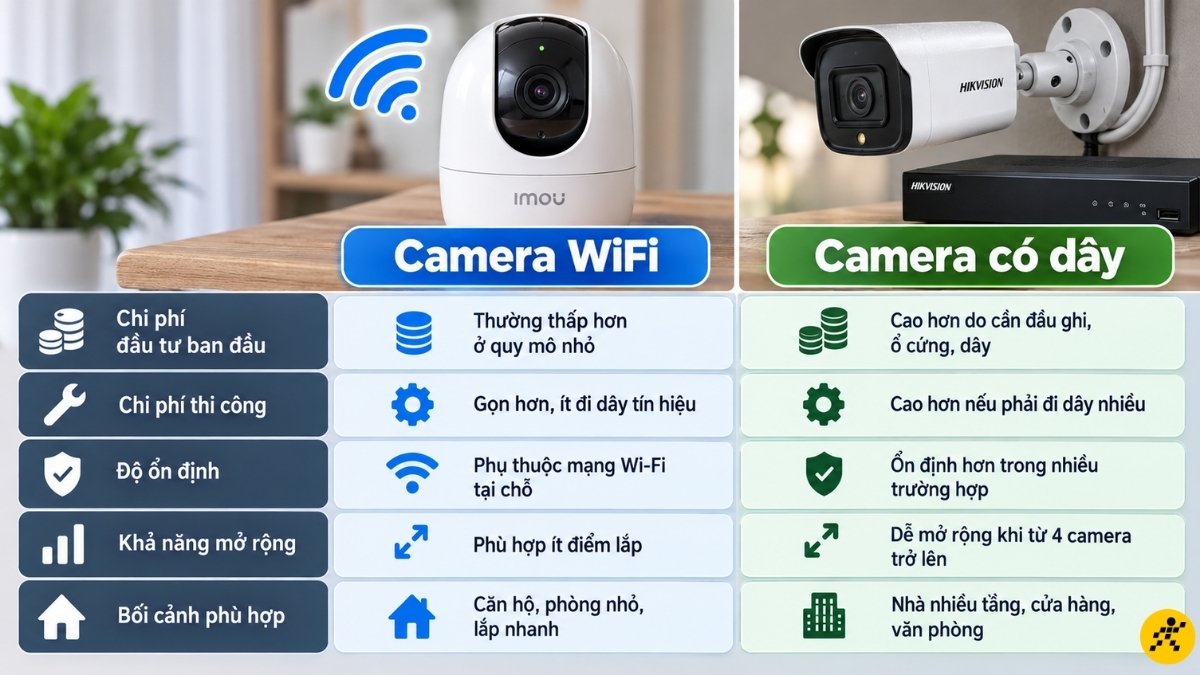 Nên chọn camera WiFi hay camera có dây Nên chọn camera WiFi hay camera có dây