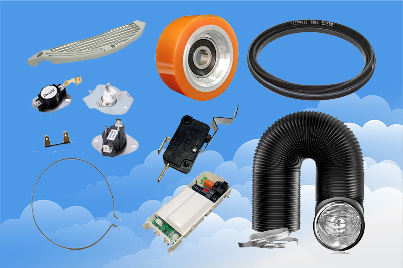 Các linh kiện thường thay thế như dây curoa, cảm biến, điện trở nhiệt