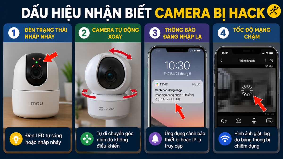 Dấu hiệu nhận biết camera bị hack