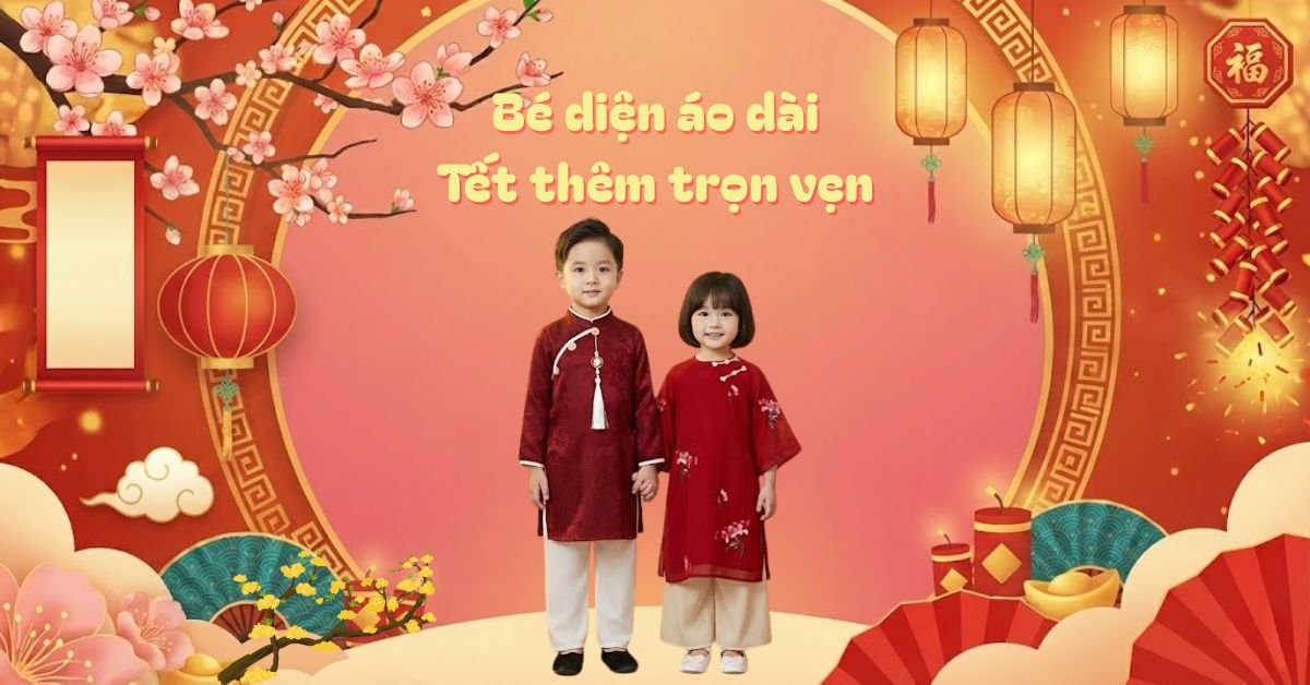 Áo dài Tết cho bé 