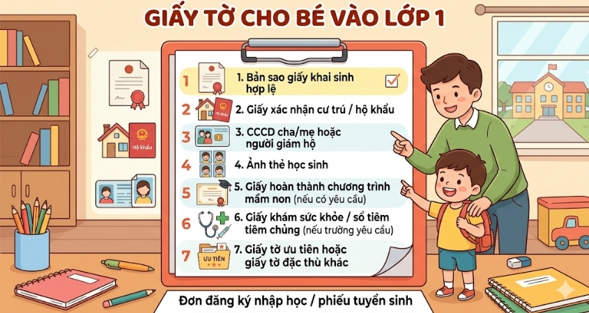 Danh sách giấy tờ cần chuẩn bị cho bé vào lớp 1