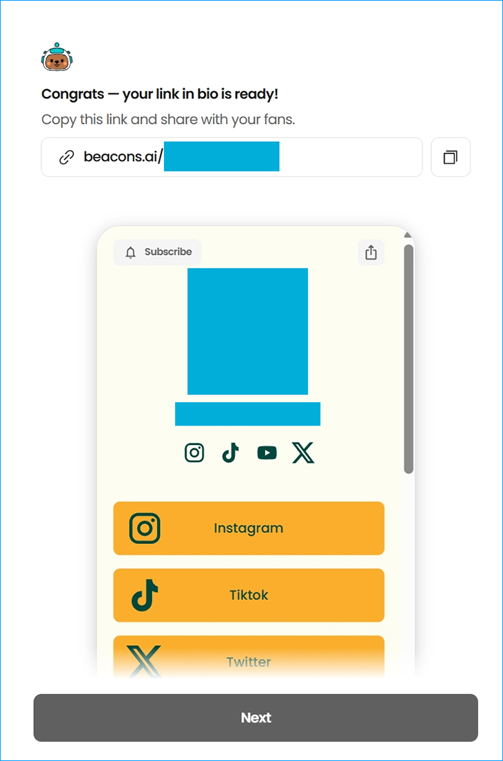 Sao chép link bio đã tạo và dán vào mục Trang web trên hồ sơ TikTok hoặc Instagram của bạn