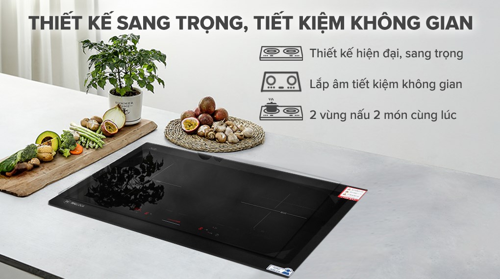 Bếp từ đôi lắp âm Malloca MI 732SL sang trọng, nấu ăn mạnh mẽ và an toàn khi sử dụng 