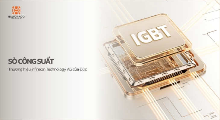 Bếp từ Hawonkoo được trang bị hệ thống sò công suất IGBT từ Đức, giúp thiết bị vận hành ổn định
