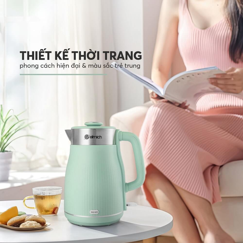 Bình đun siêu tốc Elmich 1.8 lít KEE-8457SB gây ấn tượng với thiết kế xanh sapphire tinh tế