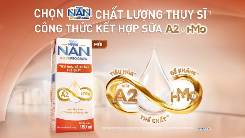 NAN INFINIPRO A2 (Bước 3) mới với công thức đầu tiên kết hợp đạm A2, 6HMO và lợi khuẩn kép NAN INFINIPRO A2 (Bước 3) mới với công thức đầu tiên kết hợp đạm A2, 6HMO và lợi khuẩn kép