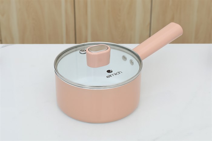 Bộ chảo quánh ăn dặm Elmich Baby EL-1169AP màu hồng chống dính Ceramic