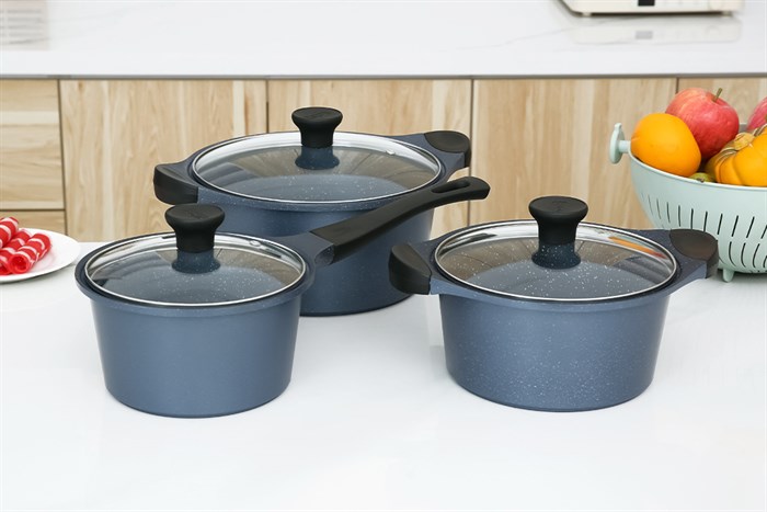 Bộ nồi quánh nhôm chống dính nắp kính Supor DuraRock H23102-T1 có thiết kế tiện lợi, đa dạng