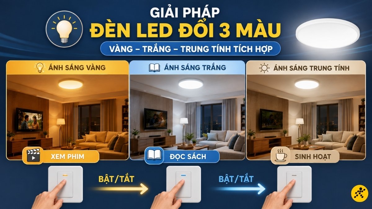 Sử dụng đèn LED 3 màu giúp bạn thay đổi bầu không khí căn phòng