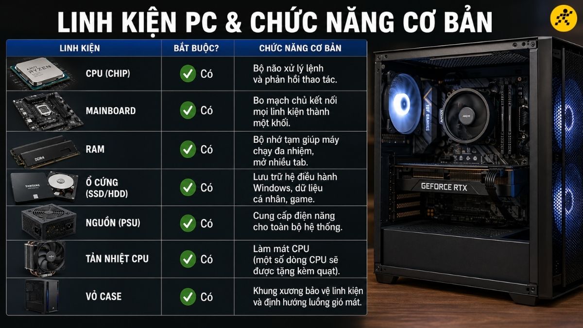 7 linh kiện phần cứng bắt buộc phải có trong thùng máy 7 linh kiện phần cứng bắt buộc phải có trong thùng máy