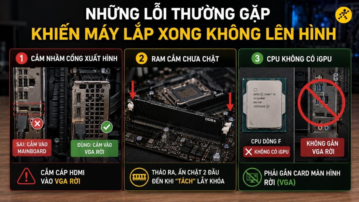 Những lỗi thường gặp khiến máy lắp xong không lên hình Những lỗi thường gặp khiến máy lắp xong không lên hình