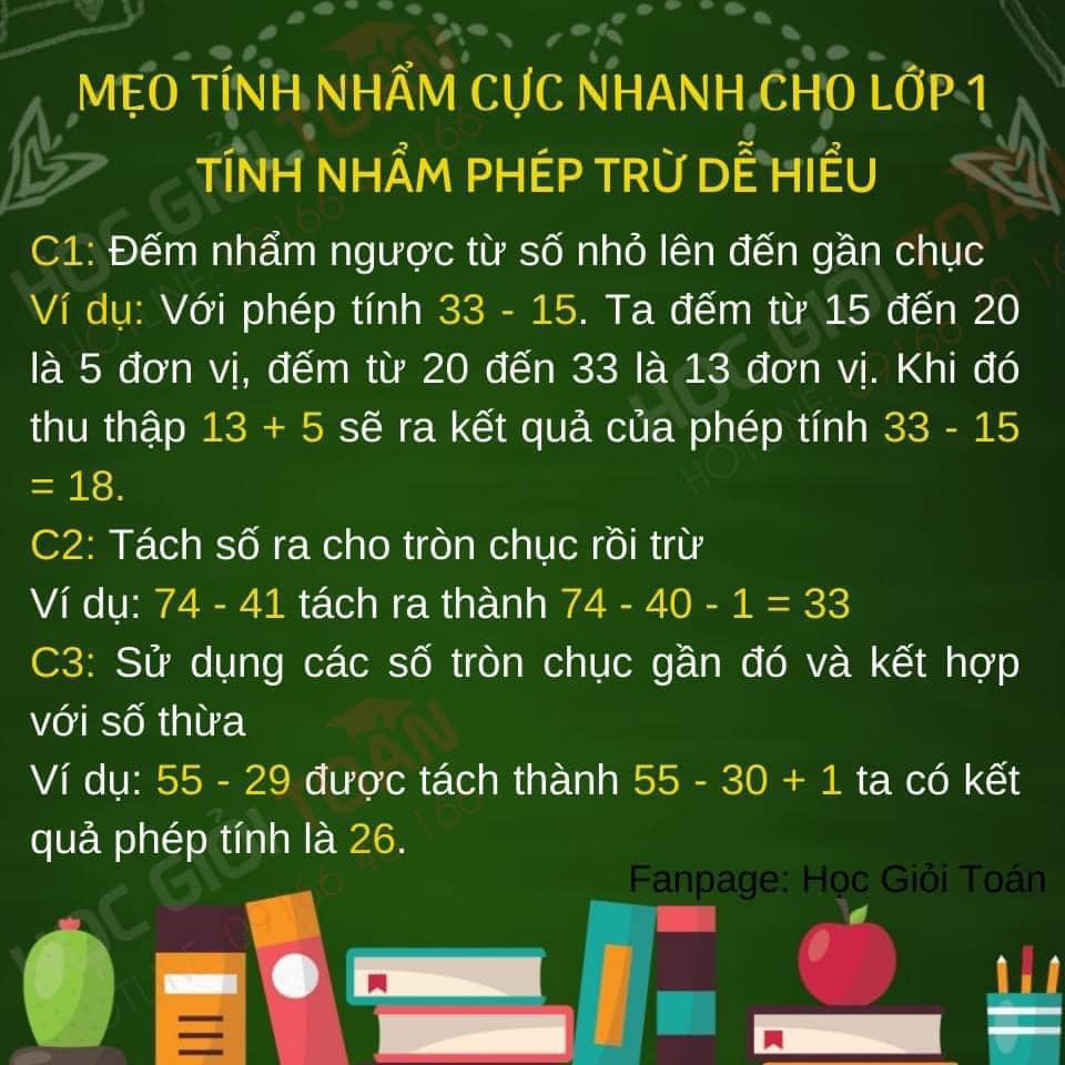 Mẹo tính nhẩm phép trừ