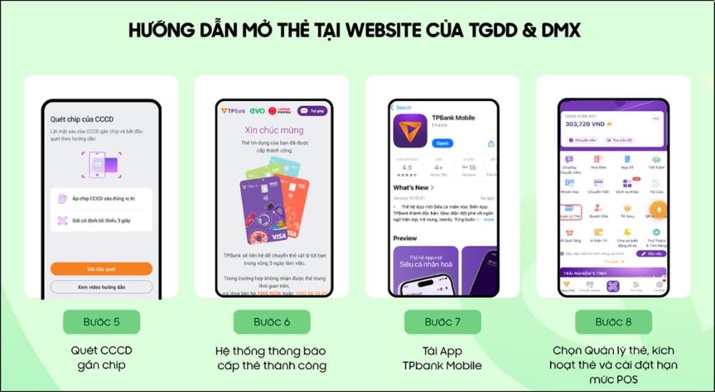 Hướng dẫn mở thẻ tại website TGDĐ và Điện máy XANH