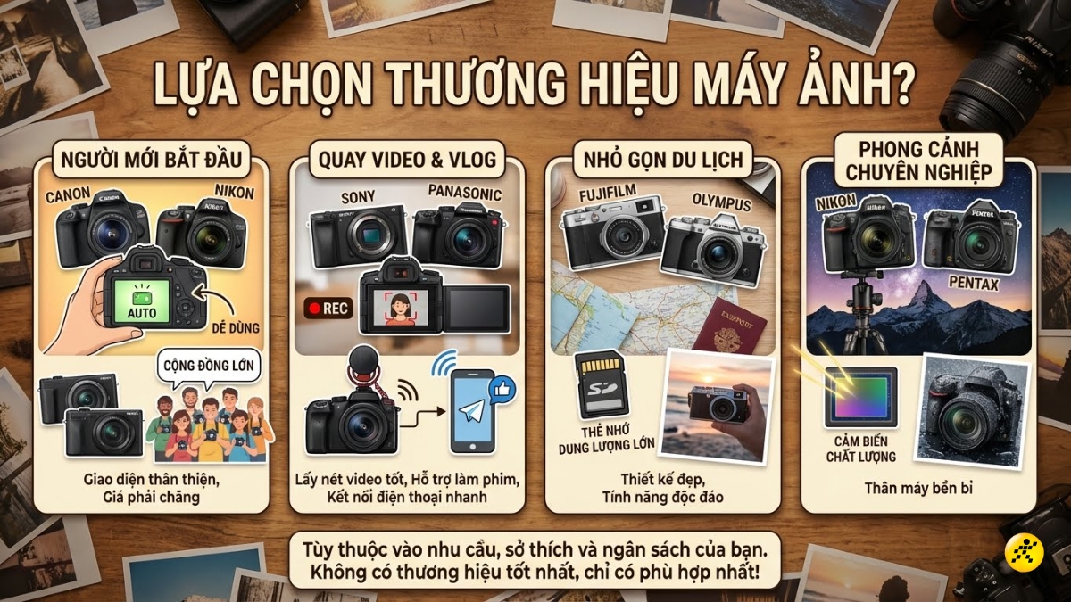 Việc lựa chọn h&atilde;ng m&aacute;y ảnh n&agrave;o phụ thuộc ho&agrave;n to&agrave;n v&agrave;o nhu cầu